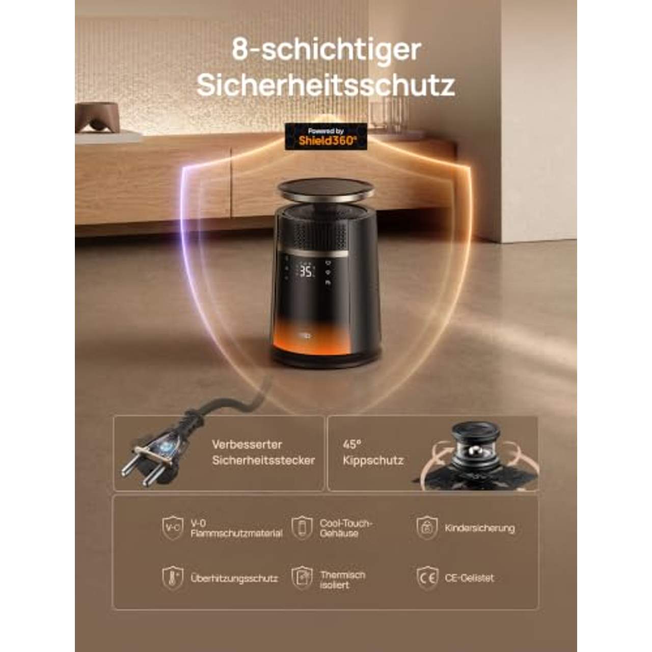 DREO Heizlüfter 360-Grad- und Direktmodi Keramik Heizlüfter