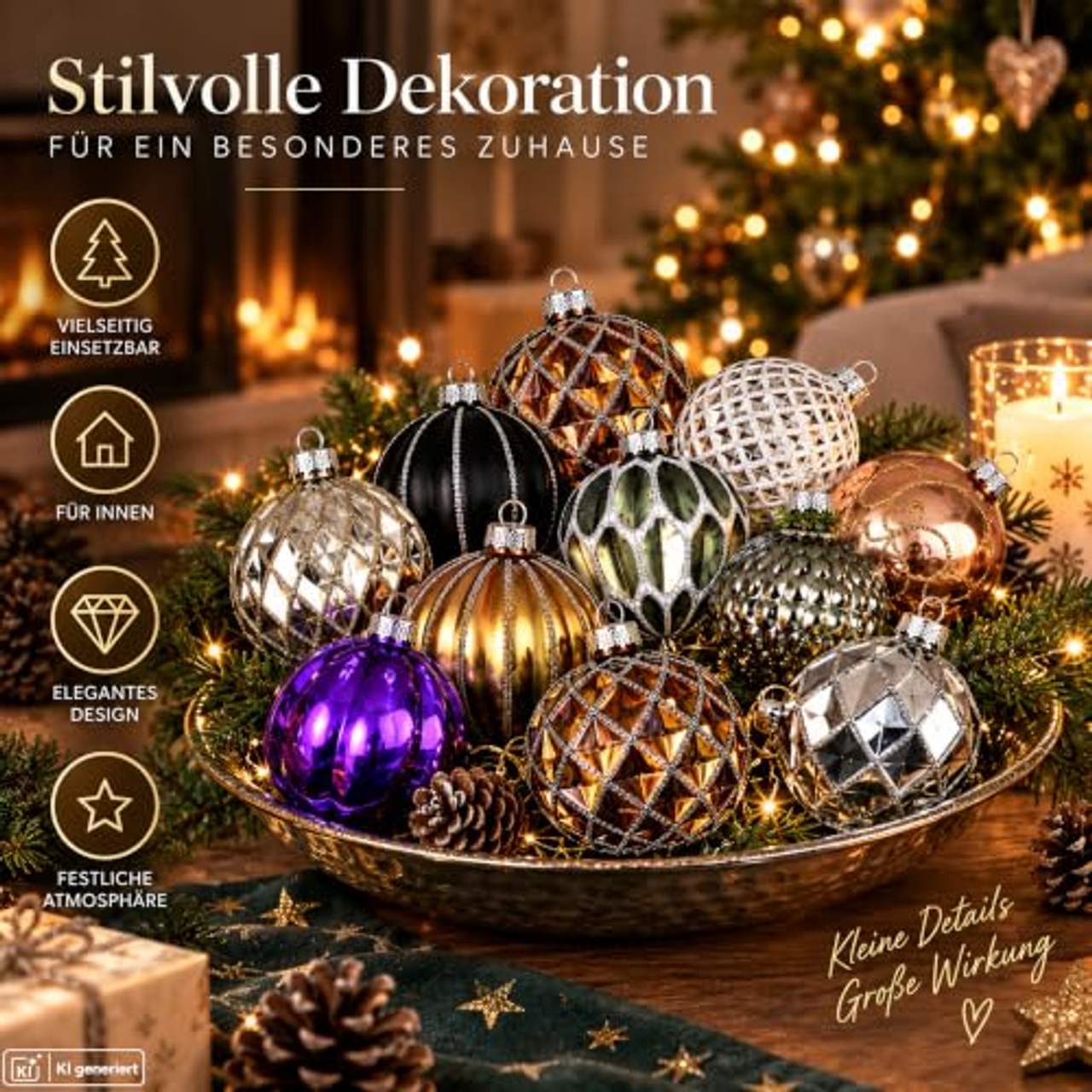 My-goodbuy24 12er Set Luxus Weihnachtskugeln Set G
