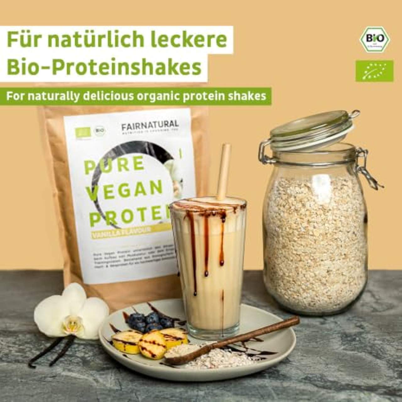 Protein-Pulver Vegan BIO Vanille ohne Soja