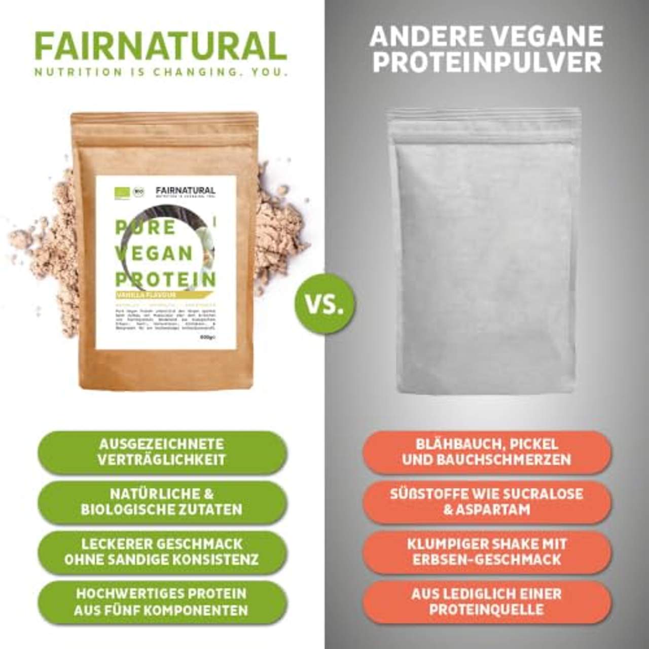 Protein-Pulver Vegan BIO Vanille ohne Soja
