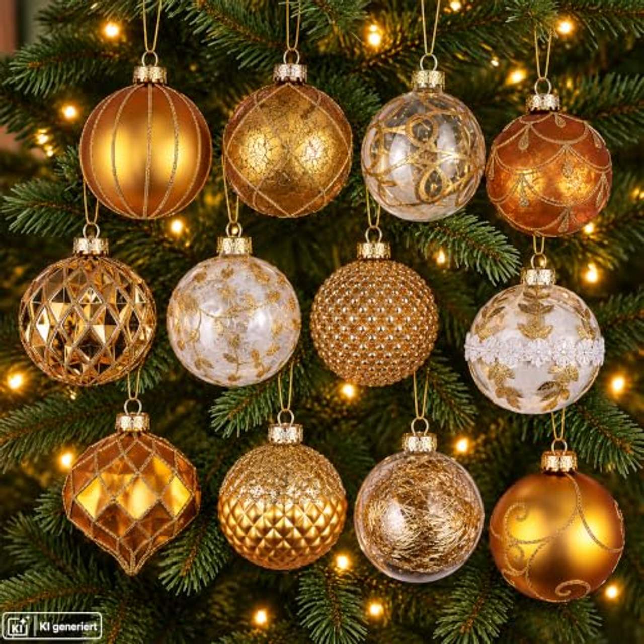 My-goodbuy24 12er Set Luxus Weihnachtskugeln Set D