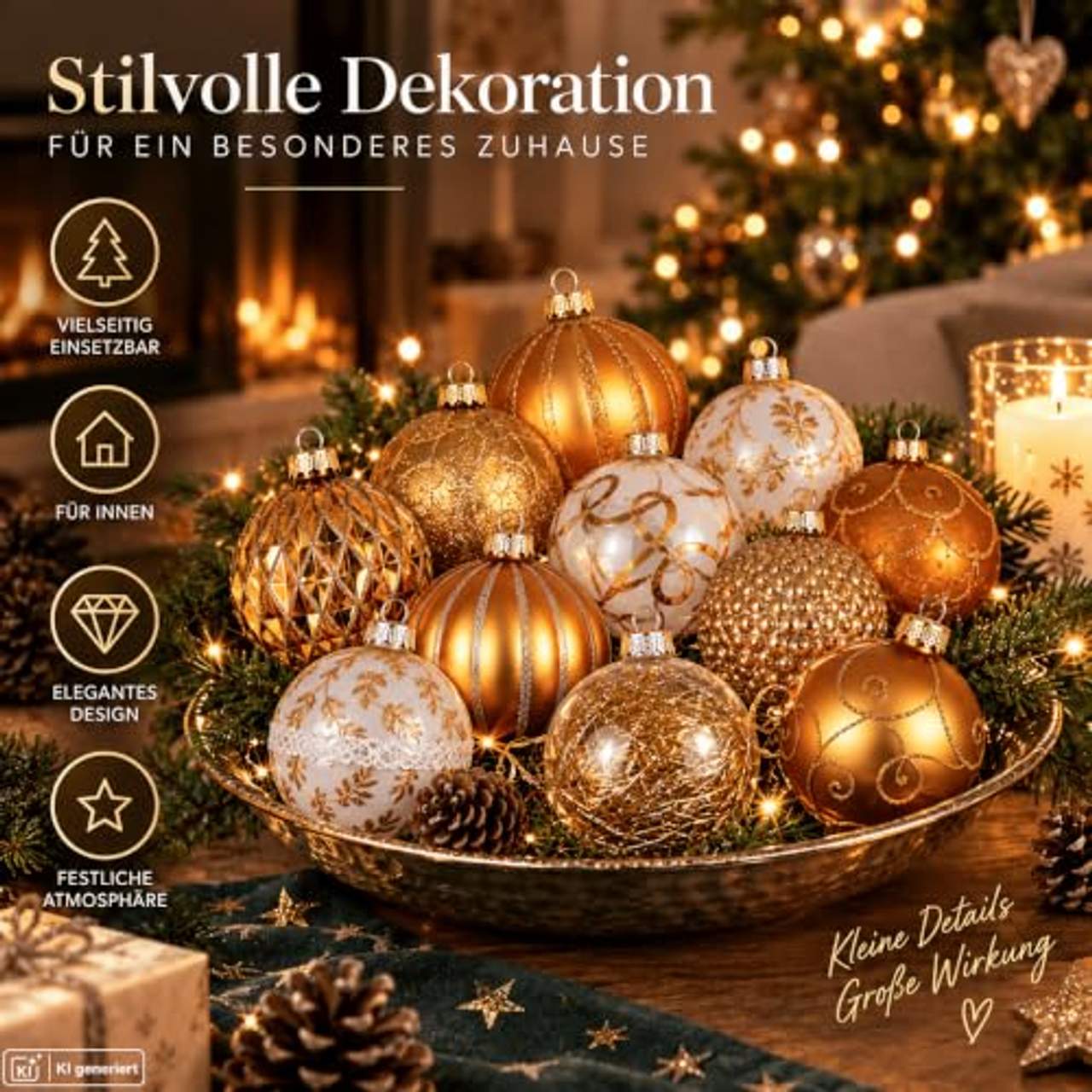 My-goodbuy24 12er Set Luxus Weihnachtskugeln Set D