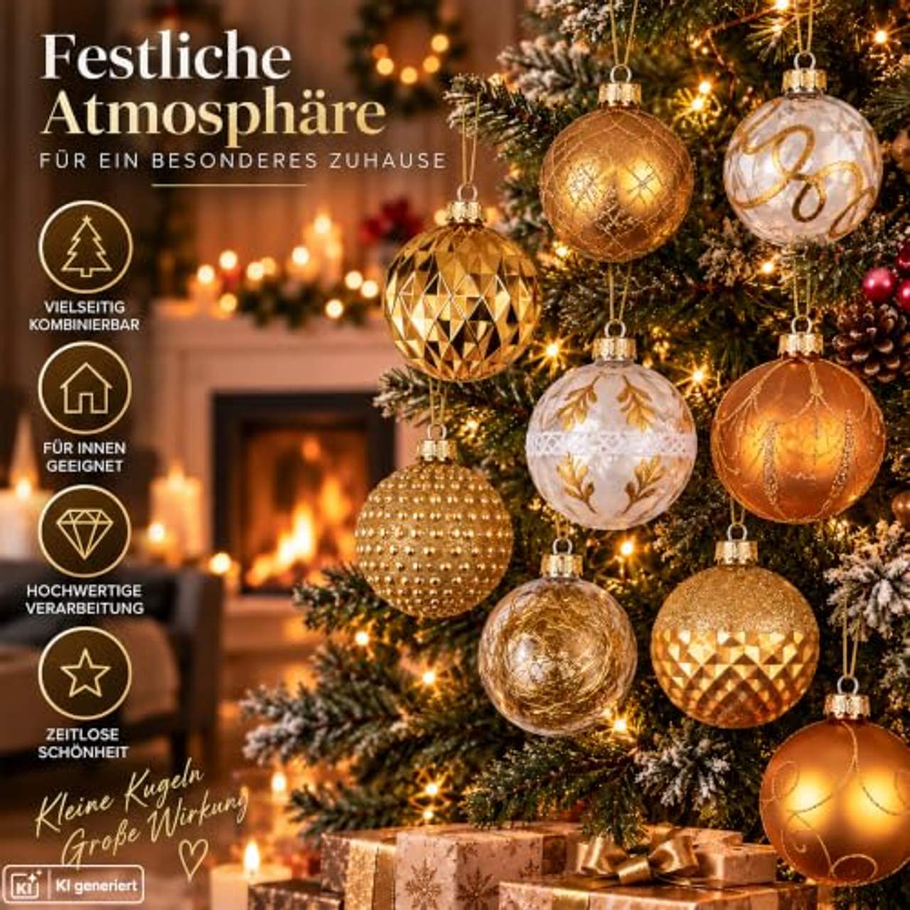 My-goodbuy24 12er Set Luxus Weihnachtskugeln Set D