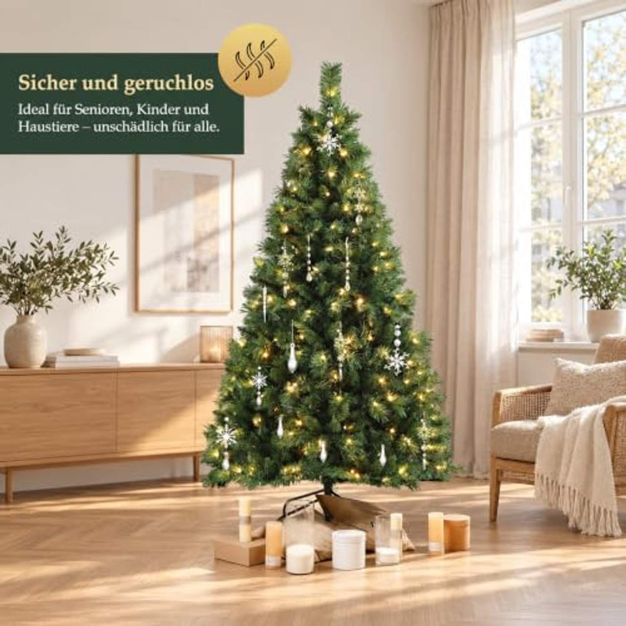 SALCAR Künstlicher Weihnachtsbaum mit Beleuchtung 180 cm