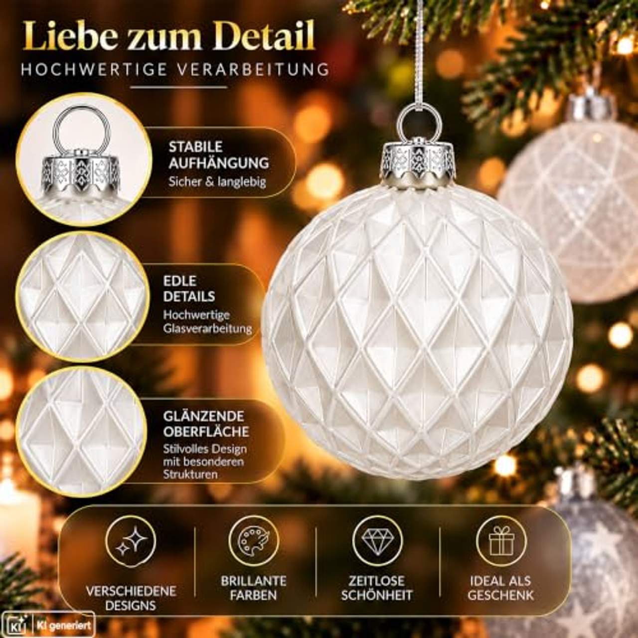 My-goodbuy24 12er Set Luxus Weihnachtskugeln Set F