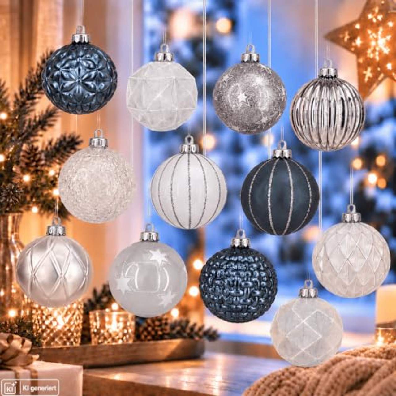 My-goodbuy24 12er Set Luxus Weihnachtskugeln Set F