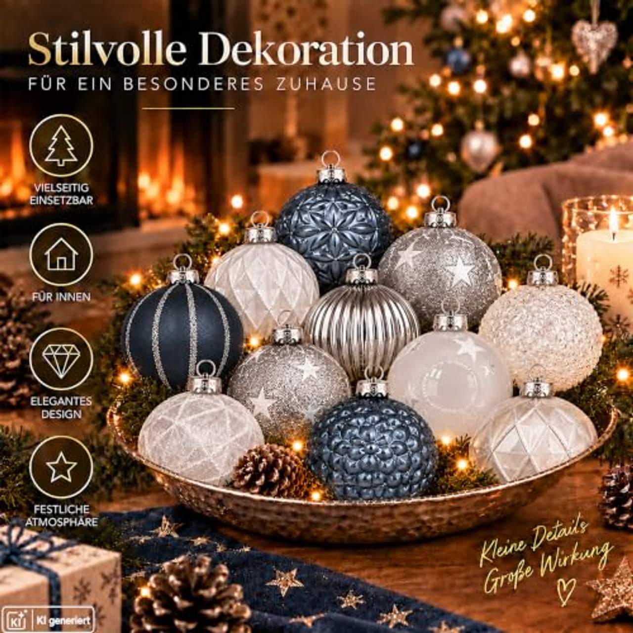 My-goodbuy24 12er Set Luxus Weihnachtskugeln Set F