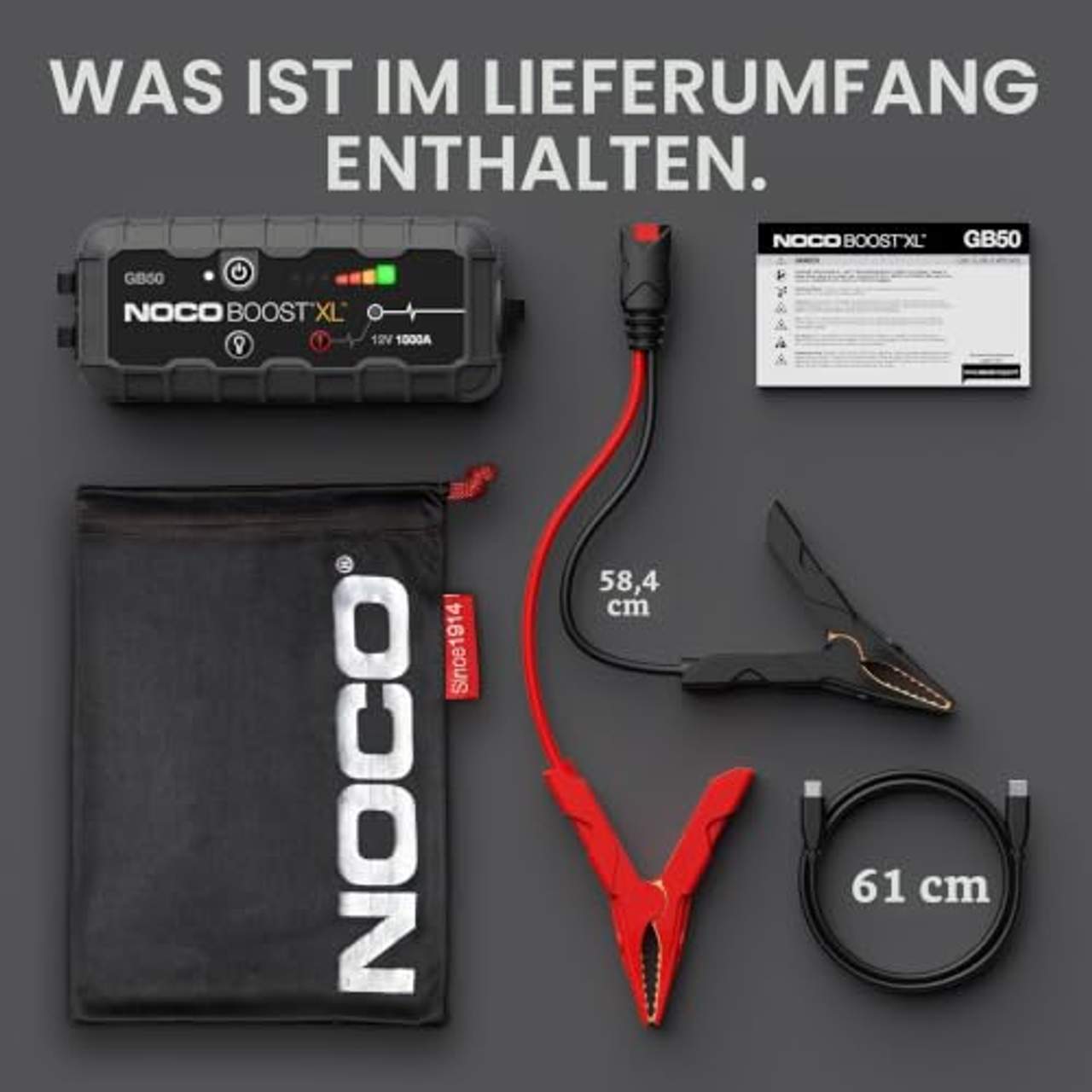 NOCO Boost GB50: 1500A UltraSafe Starthilfe Powerbank