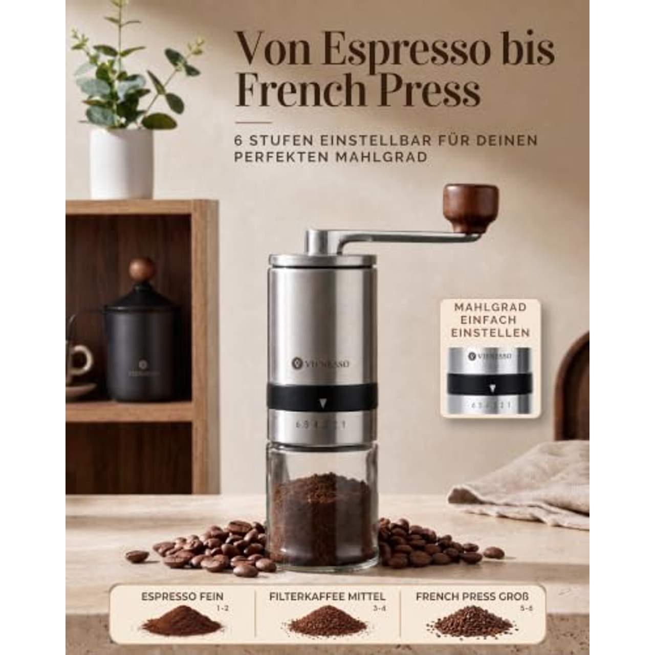 VIENESSO Kaffeemühle Manuell Hand
