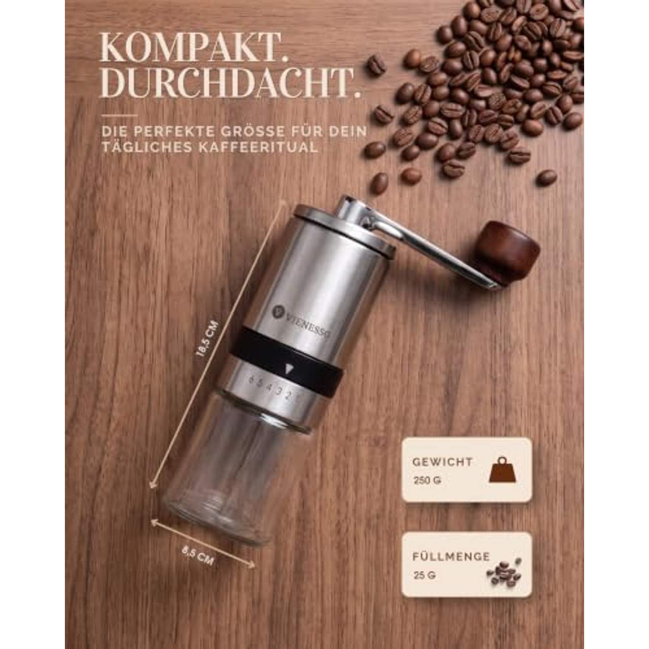 VIENESSO Kaffeemühle Manuell Hand