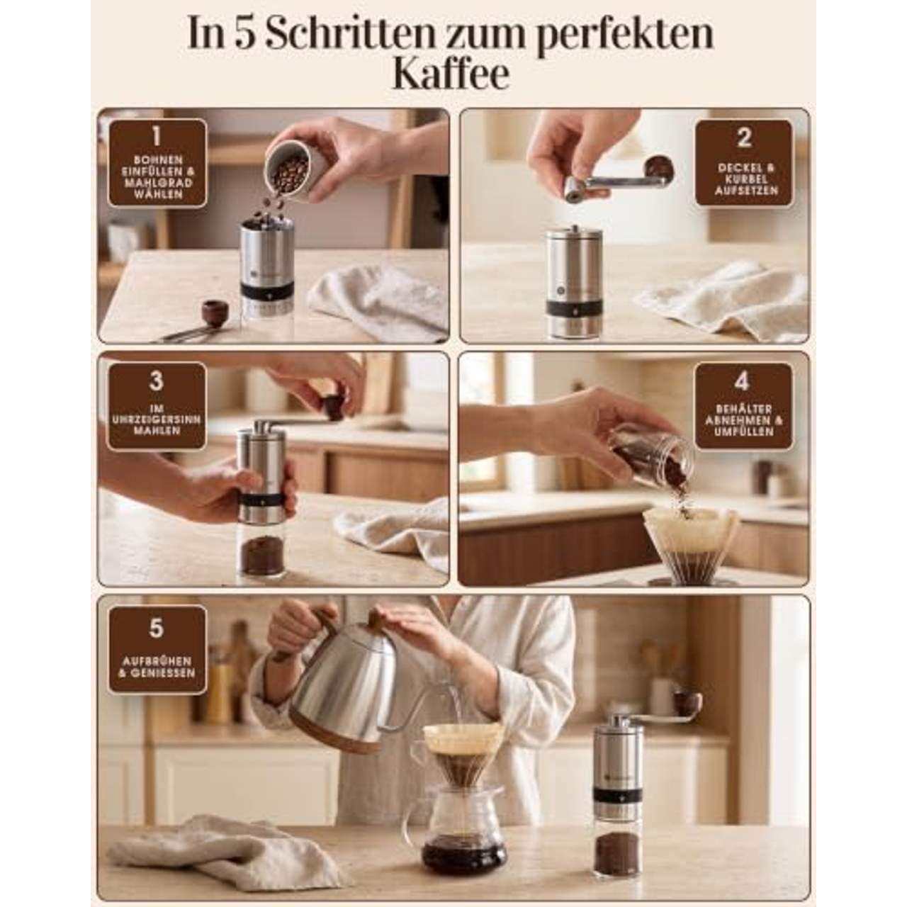 VIENESSO Kaffeemühle Manuell Hand