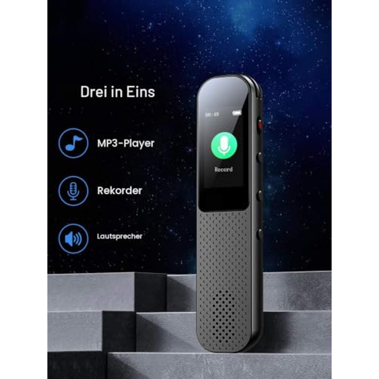 64GB Digitales Diktiergerät Mini