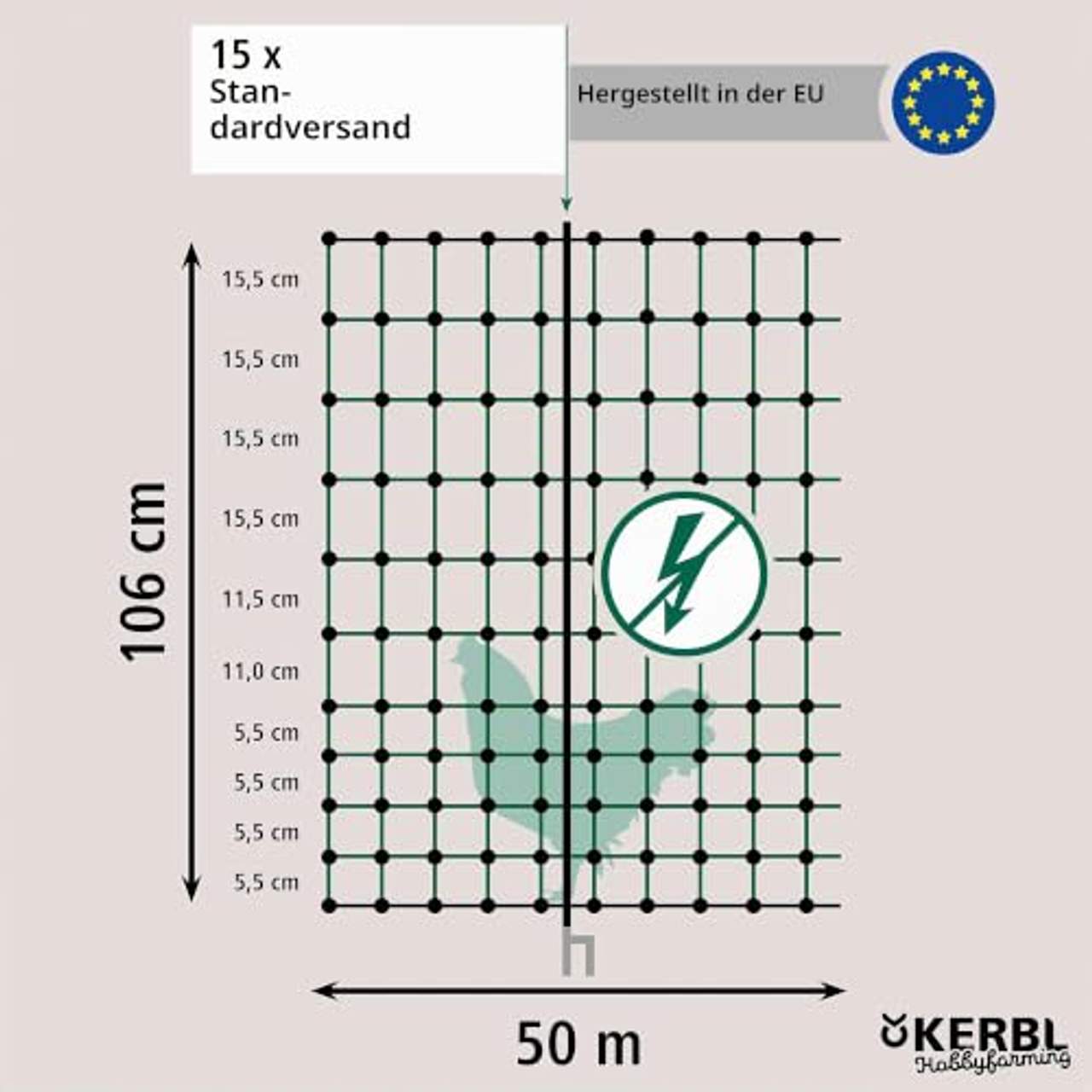 Kerbl 292278 Geflügelnetz 50 mtr