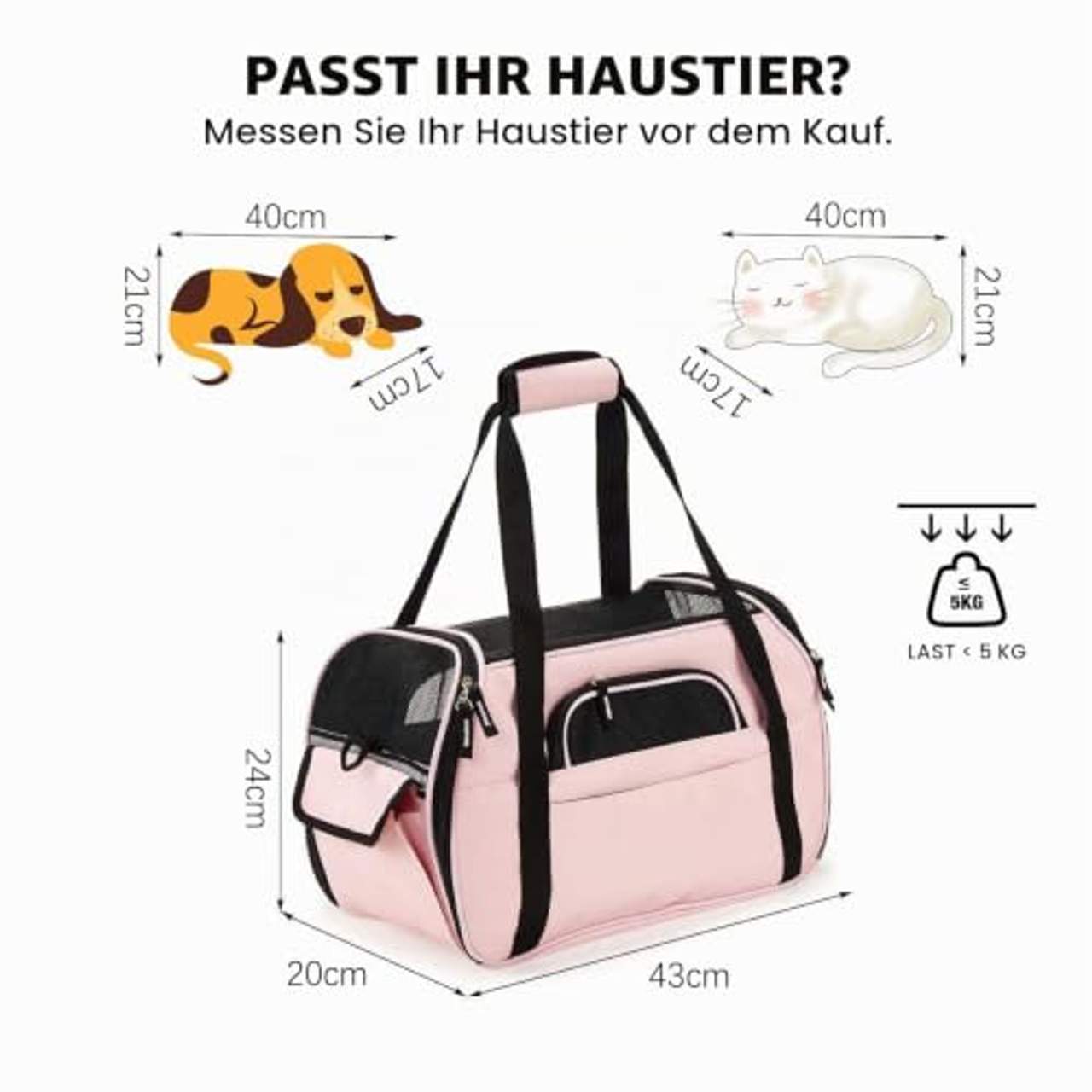 Kaka mall Transporttasche für Katzen Hunde Comfort Fluggesellschaft Zugelassen Travel