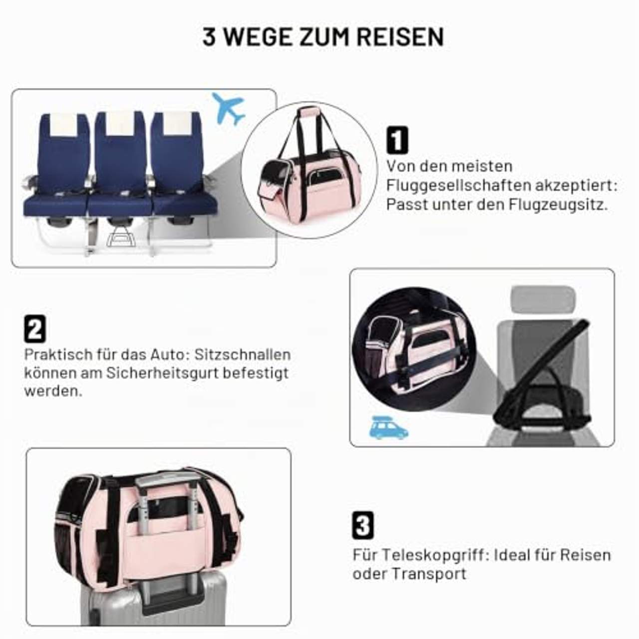 Kaka mall Transporttasche für Katzen Hunde Comfort Fluggesellschaft Zugelassen Travel
