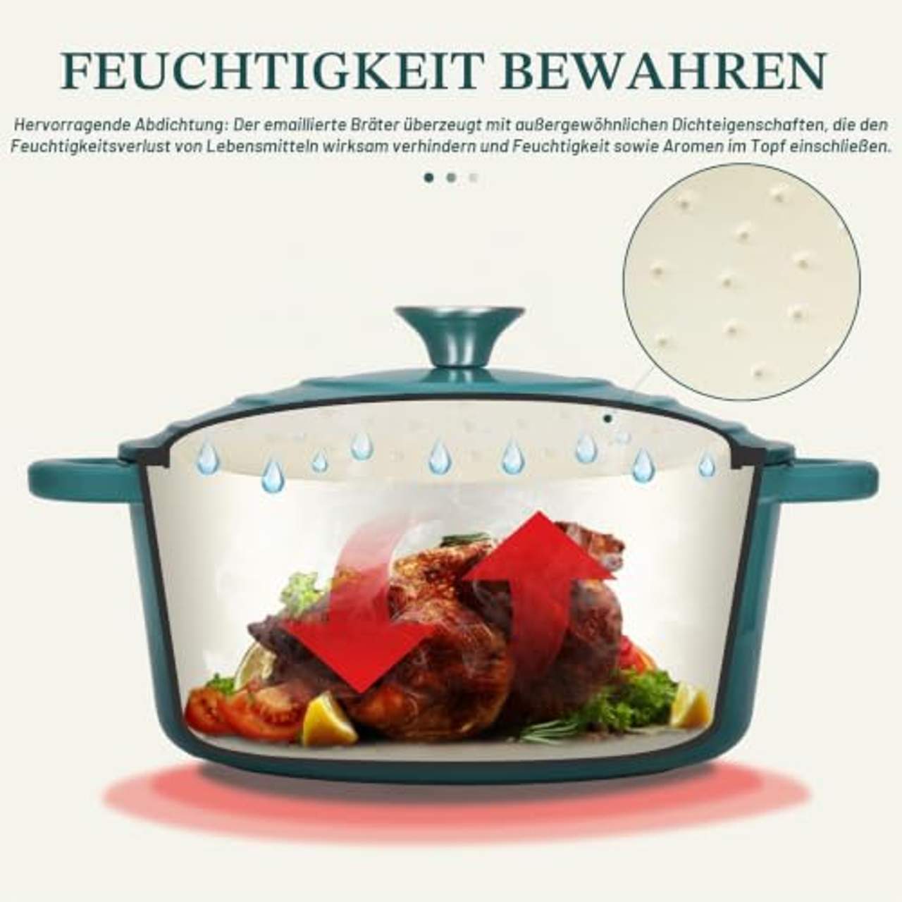 Overmont Bräter emaille Gusseisen Topf 26cm