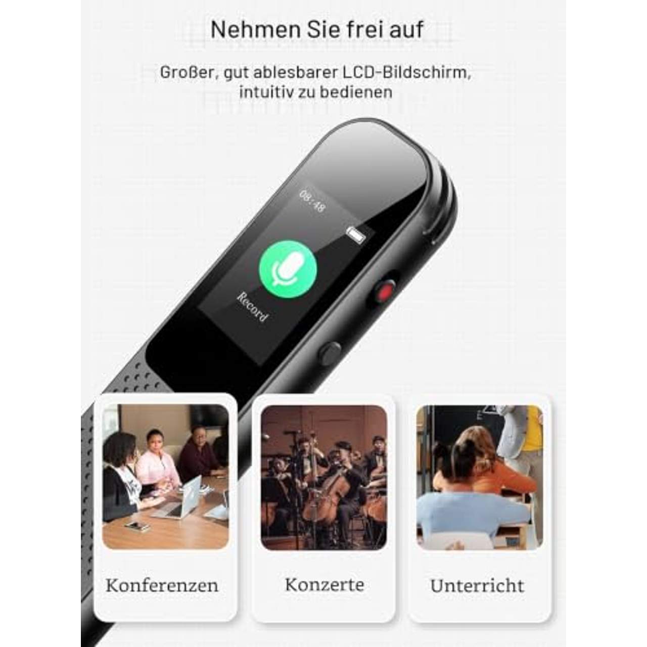 64GB Digitales Diktiergerät Mini