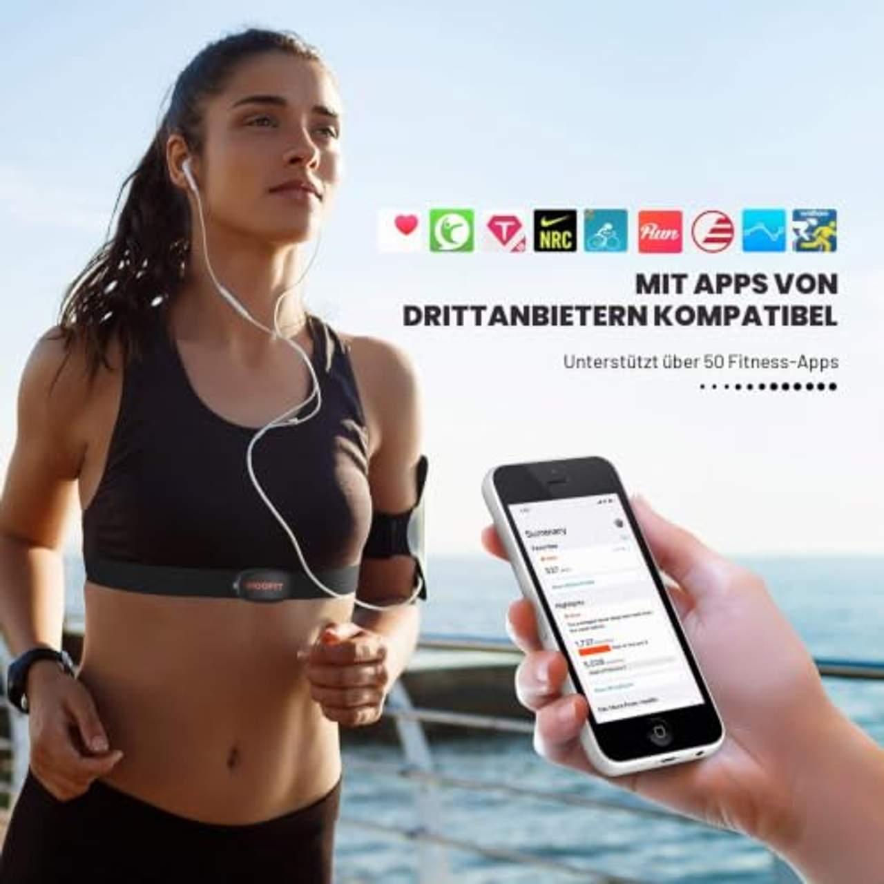 moofit ANT+ Bluetooth Herzfrequenzmesser Brustgurt IP67 Wasserdicht