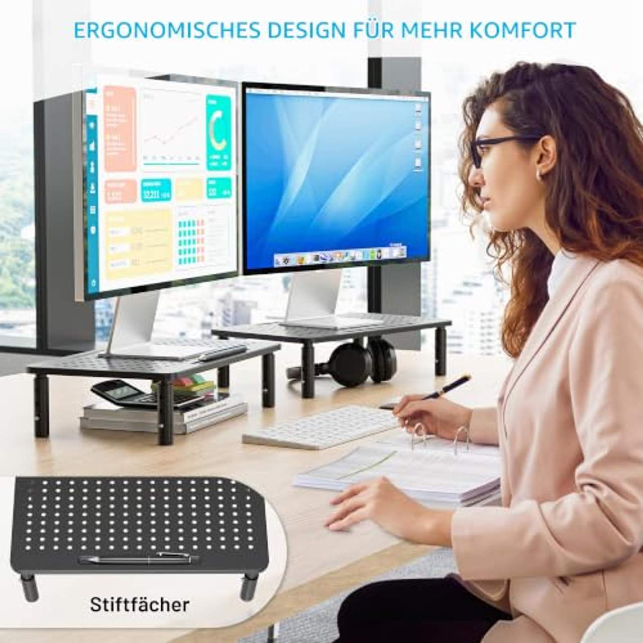 BONTEC Monitorständer Höhenverstellbarer Bildschirmständer