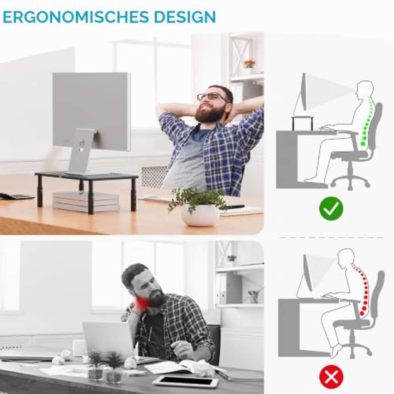 BONTEC Monitorständer Höhenverstellbarer Bildschirmständer