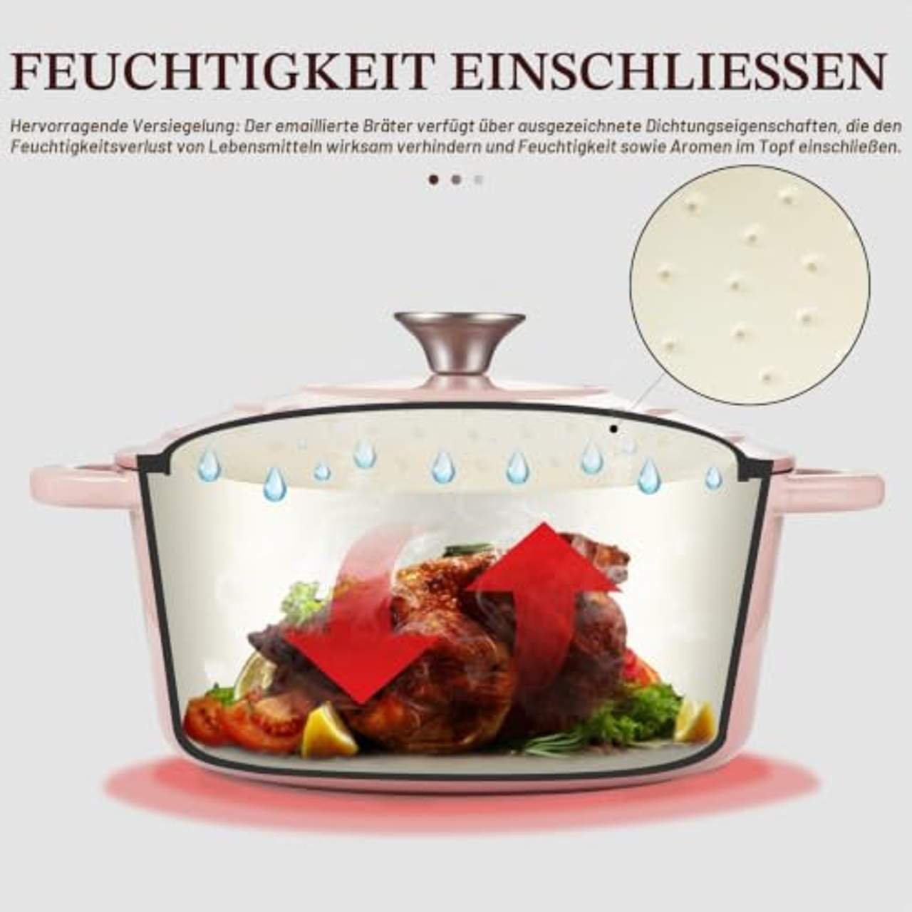 Overmont Bräter emaille Gusseisen Topf 28cm