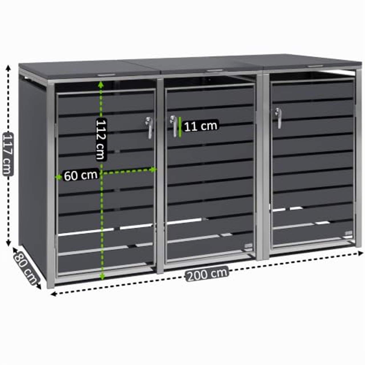Zelsius Edelstahl Mülltonnenbox 3er