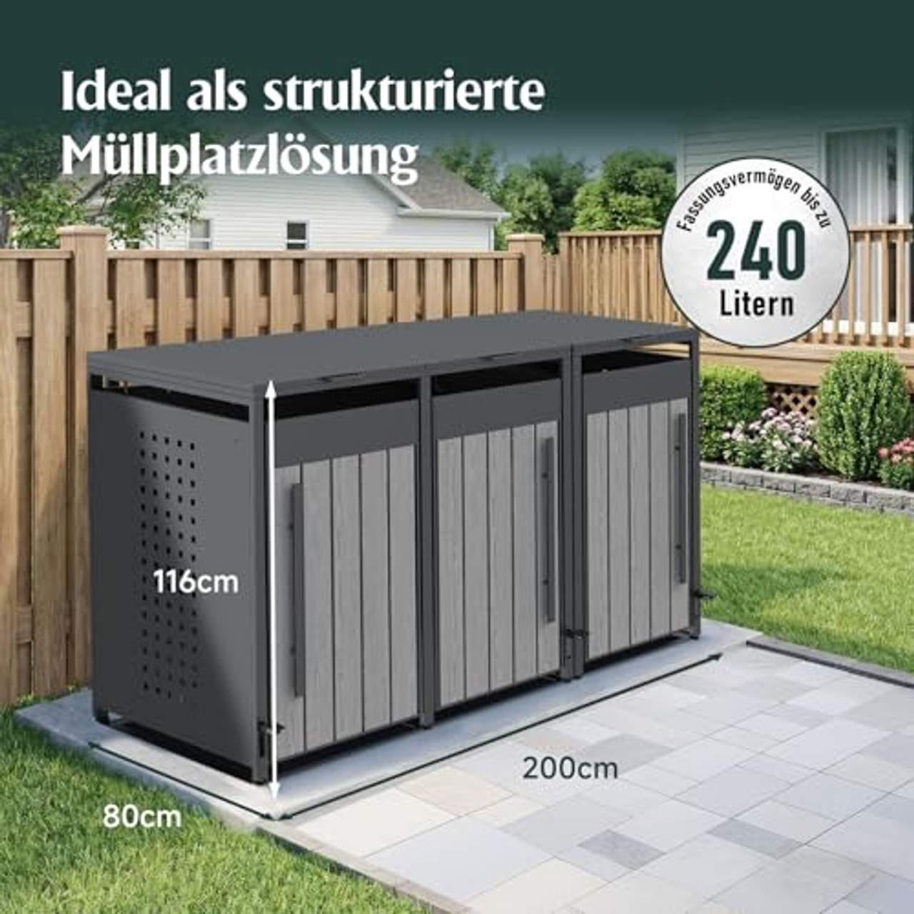 OMERAI Mülltonnenbox 3er 240L