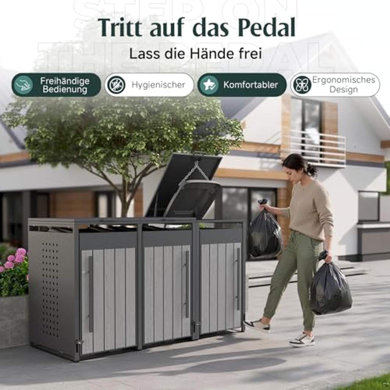 OMERAI Mülltonnenbox 3er 240L