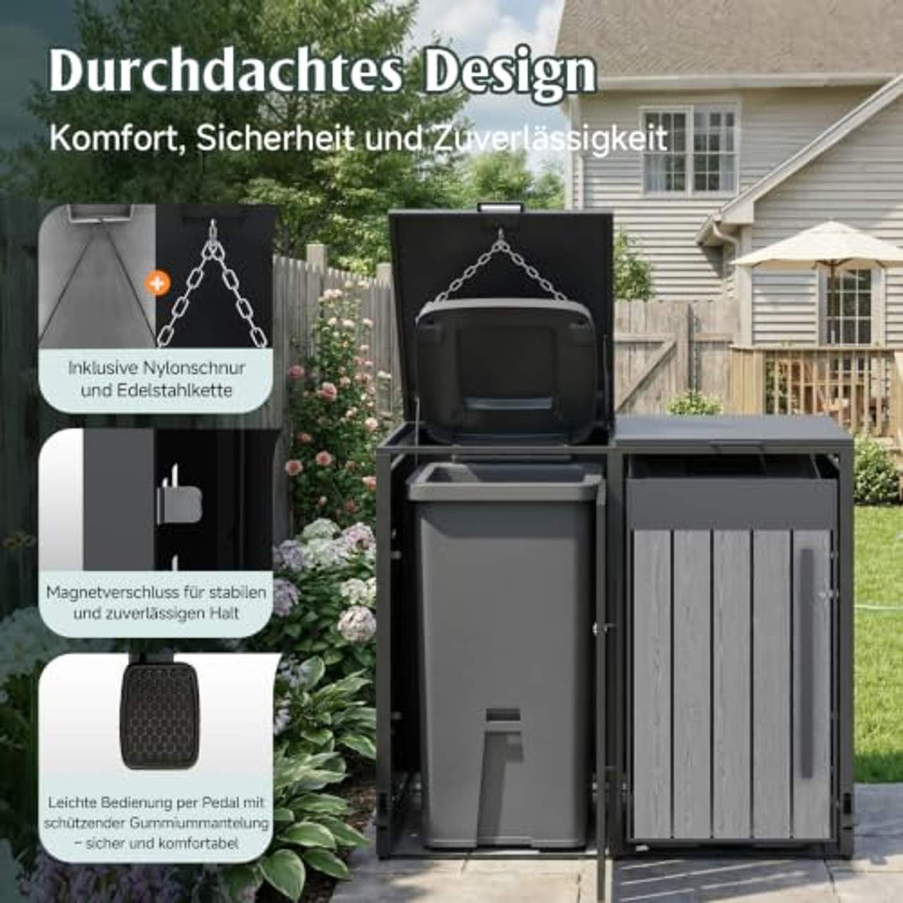OMERAI Mülltonnenbox 3er 240L