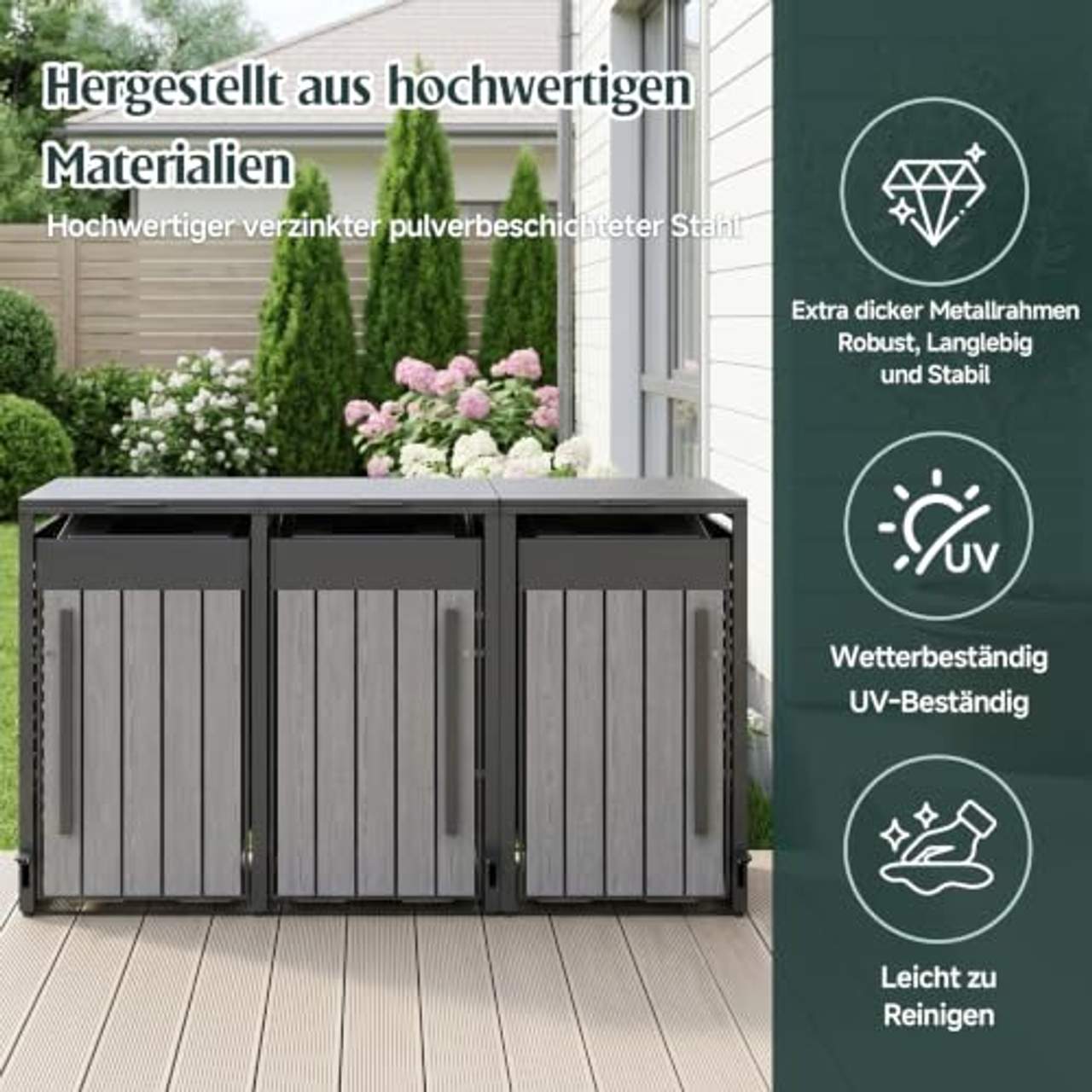 OMERAI Mülltonnenbox 3er 240L