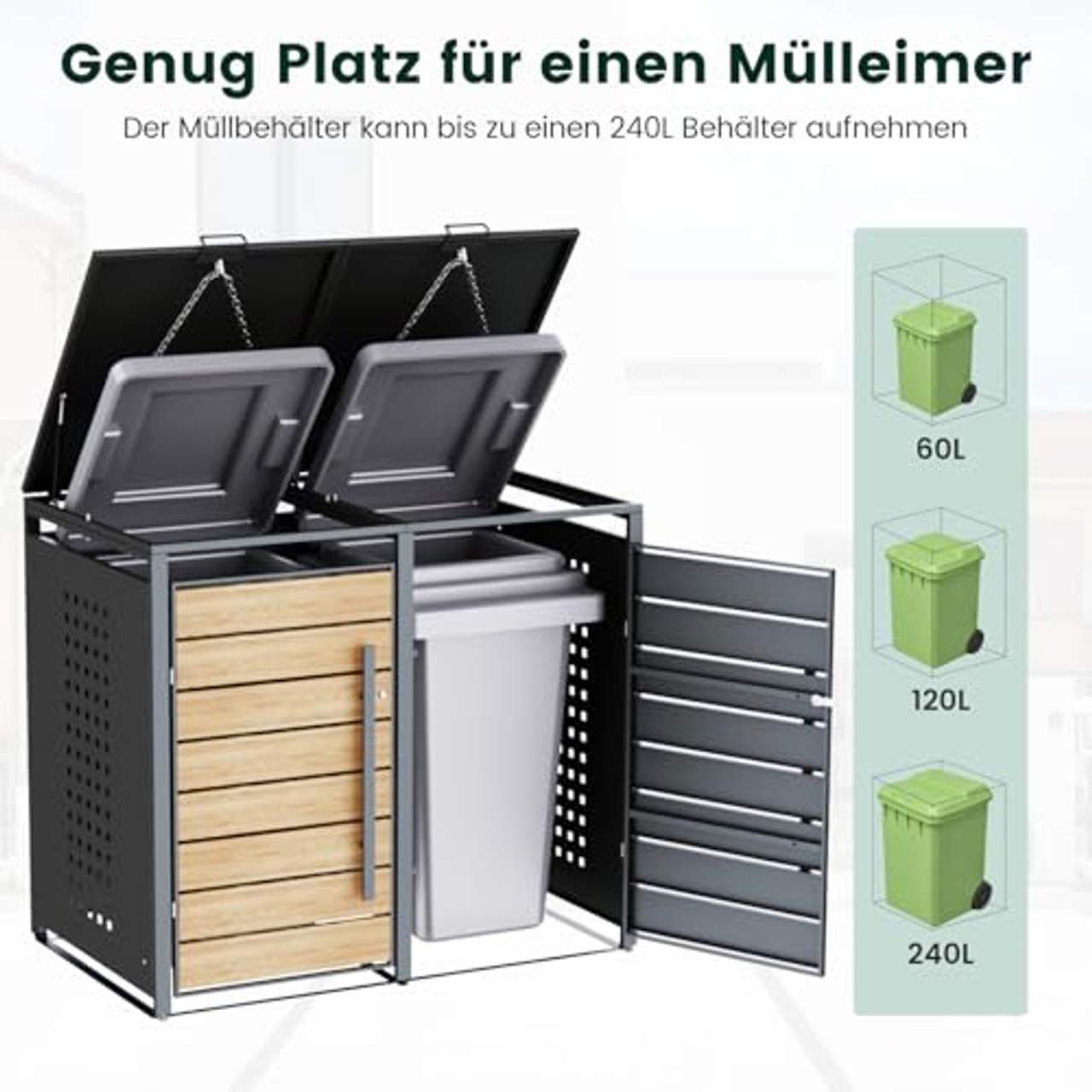 CHOSHOME Mülltonnenbox 2er 240L