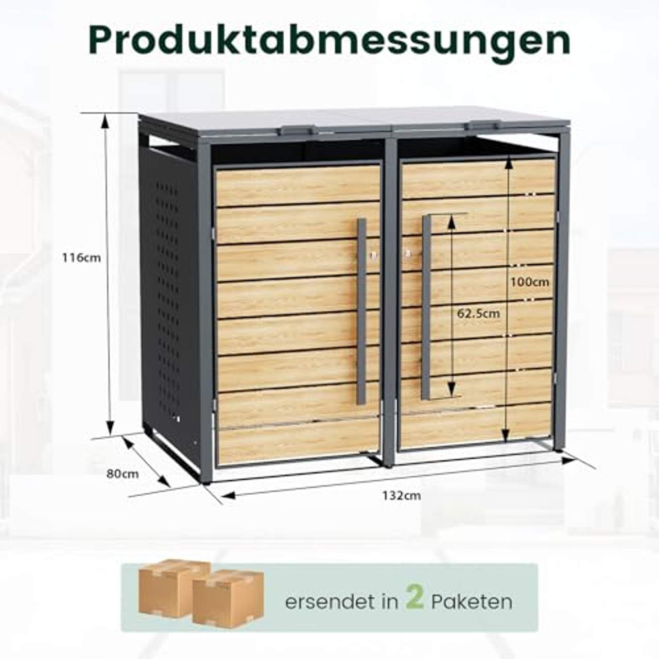 CHOSHOME Mülltonnenbox 2er 240L
