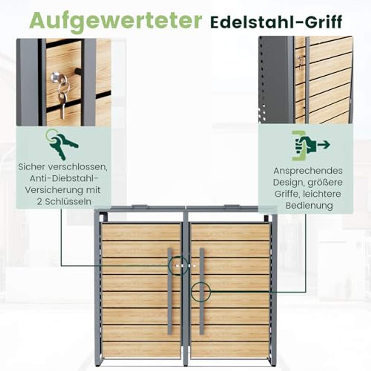 CHOSHOME Mülltonnenbox 2er 240L