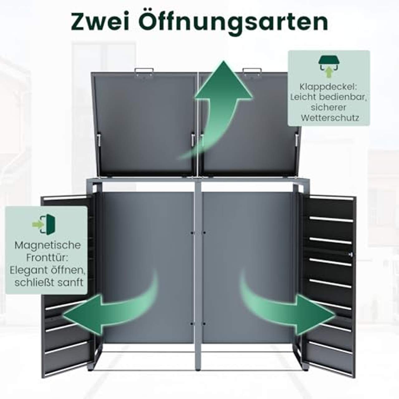 CHOSHOME Mülltonnenbox 2er 240L