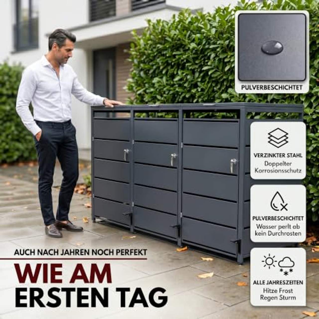 ALBATROS Mülltonnenbox 3er mit Pedal