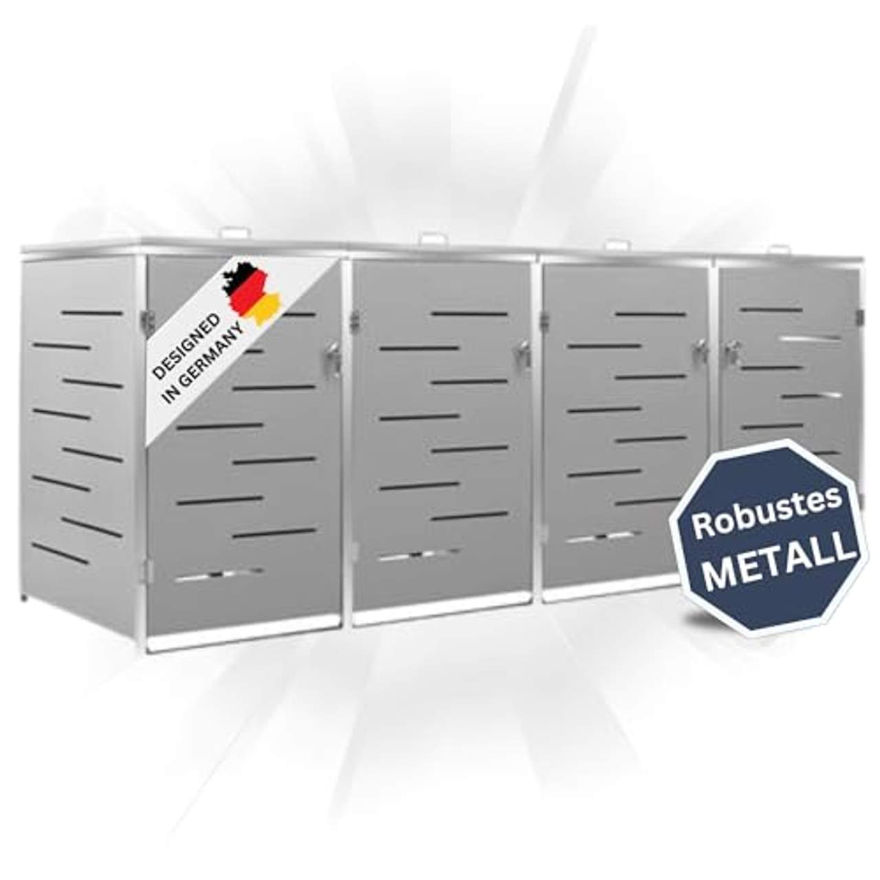 DELUKE 4er Mülltonnenbox Jagu Edelstahl