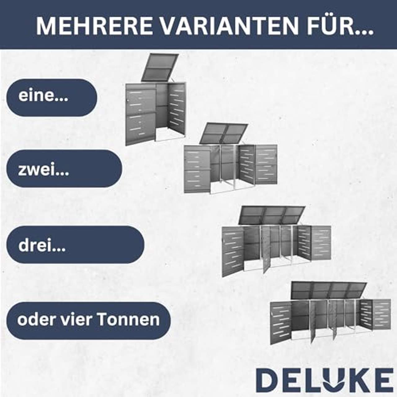 DELUKE 4er Mülltonnenbox Jagu Edelstahl