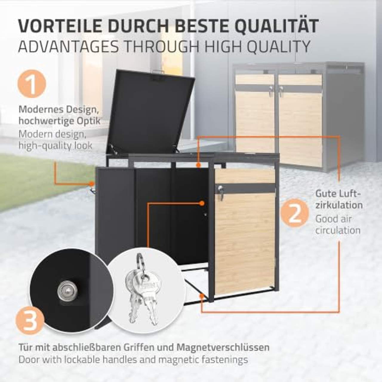 ML-Design Mülltonnenbox 3er 240L