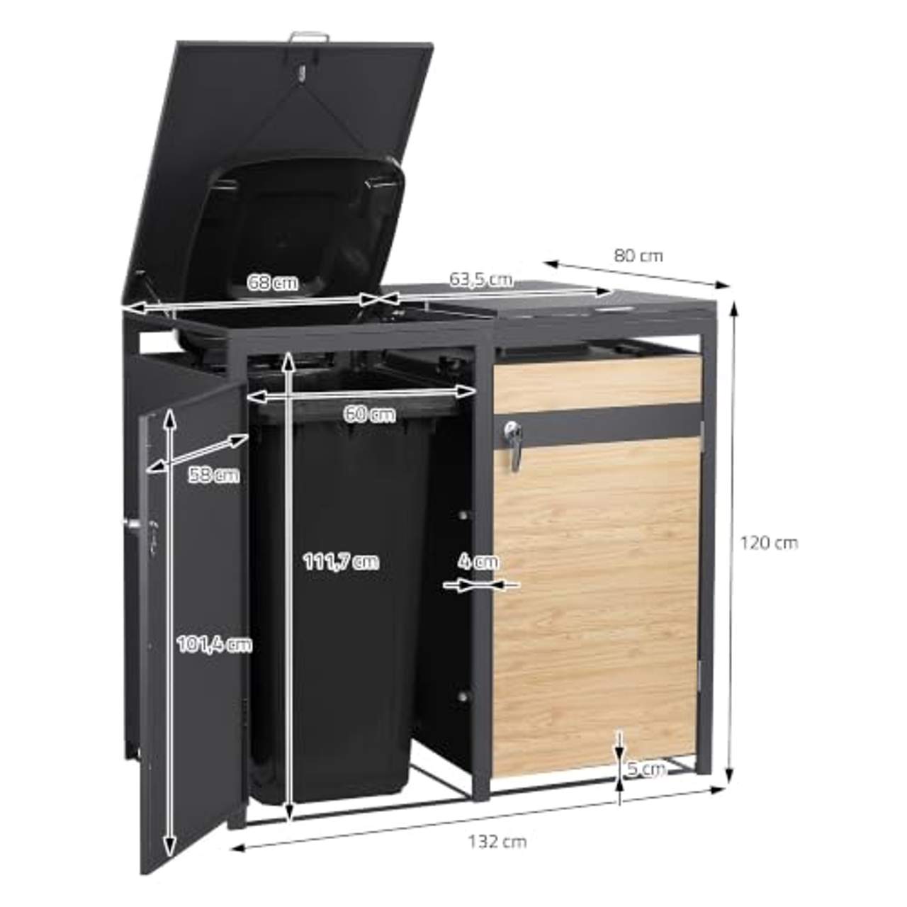 ML-Design Mülltonnenbox 3er 240L