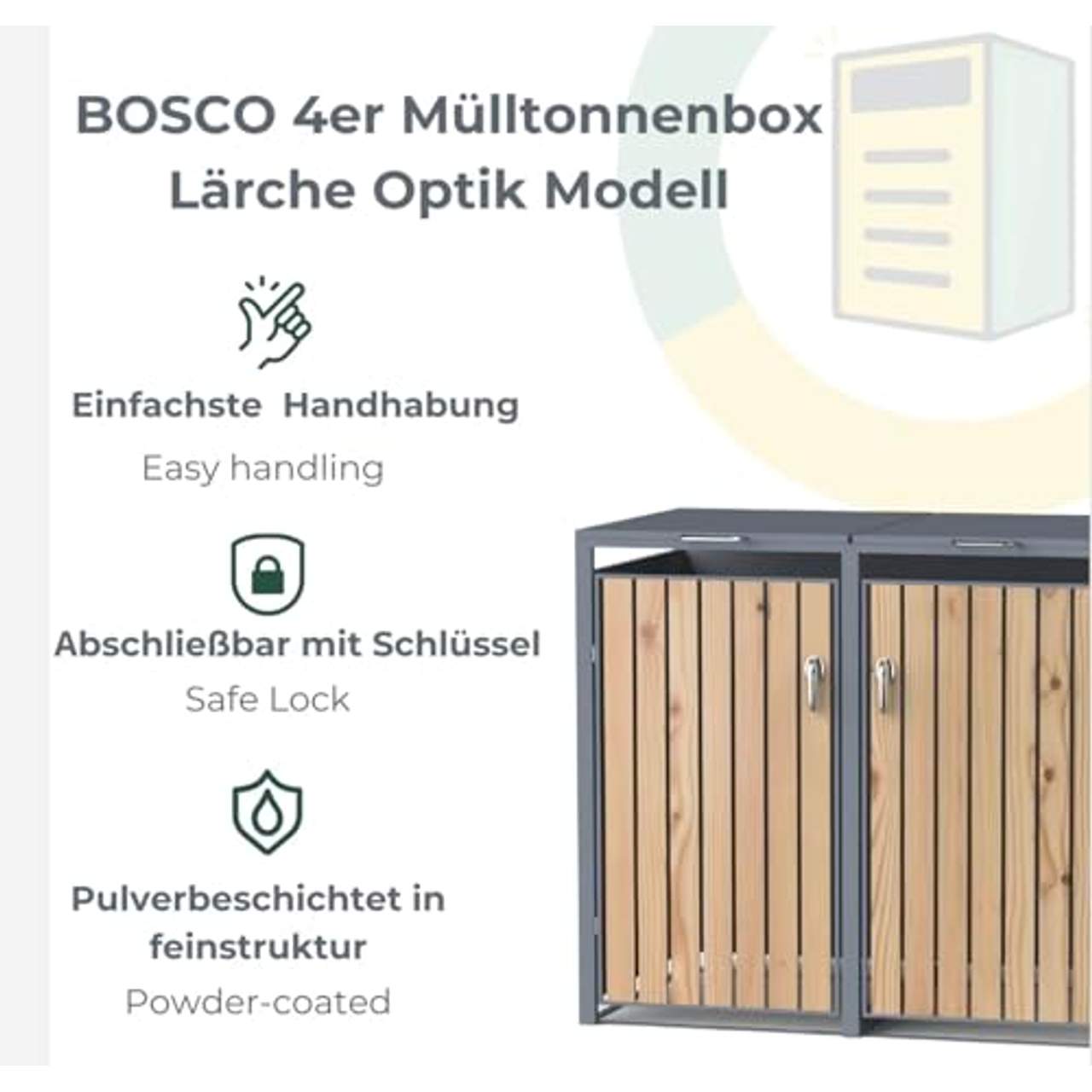 MY-MÜLLTONNE Bosco Mülltonnenbox Klappdach
