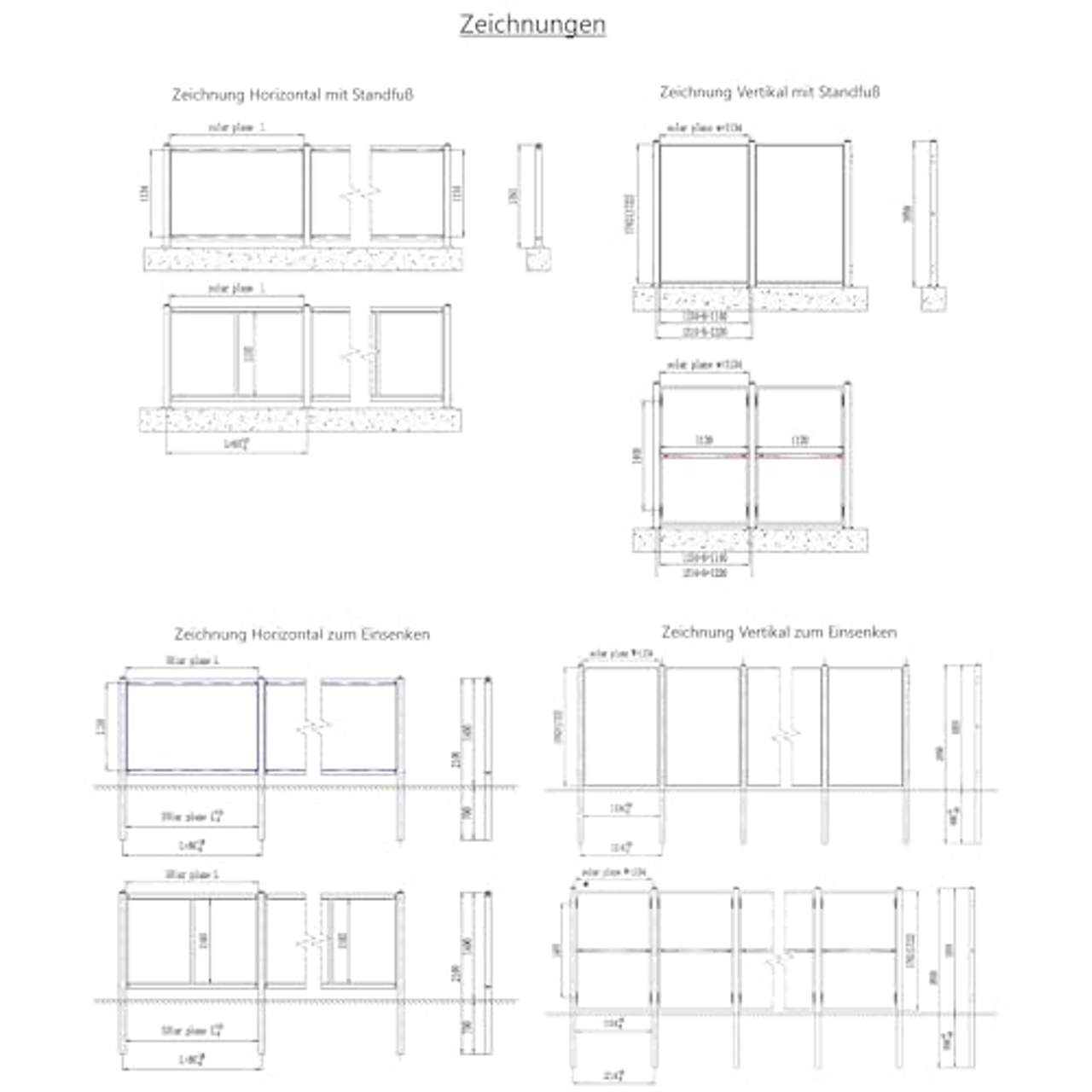 Solarzaun 4.0 rostfreier Stahl für 2 Module