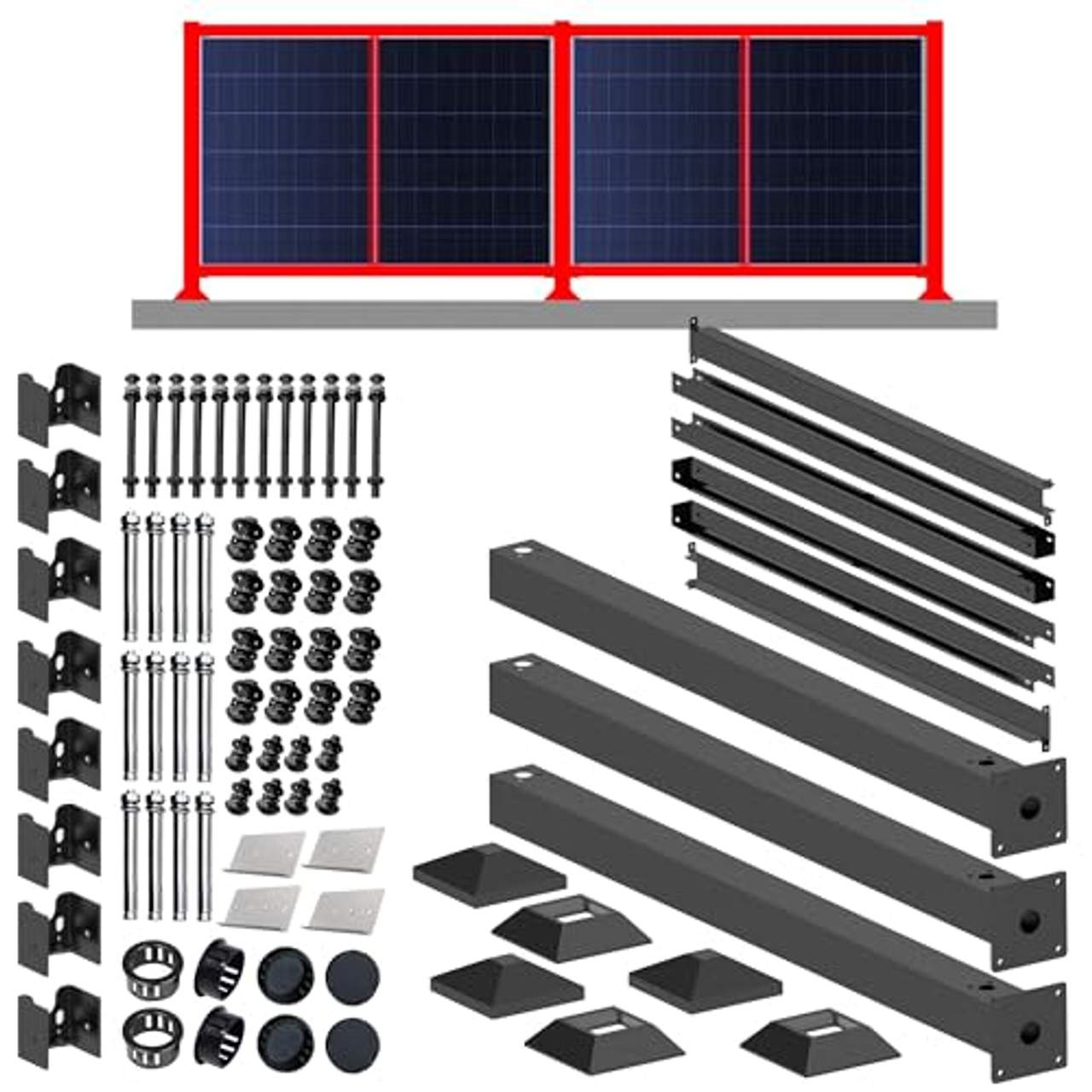 Solarzaun rostfreier Stahl für 2 Module