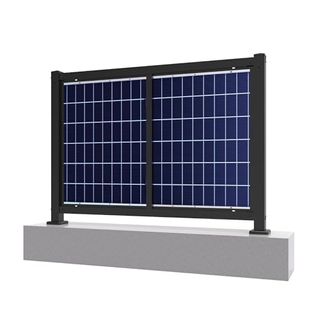 Solarzaun rostfreier Stahl Schwarz Horizontal