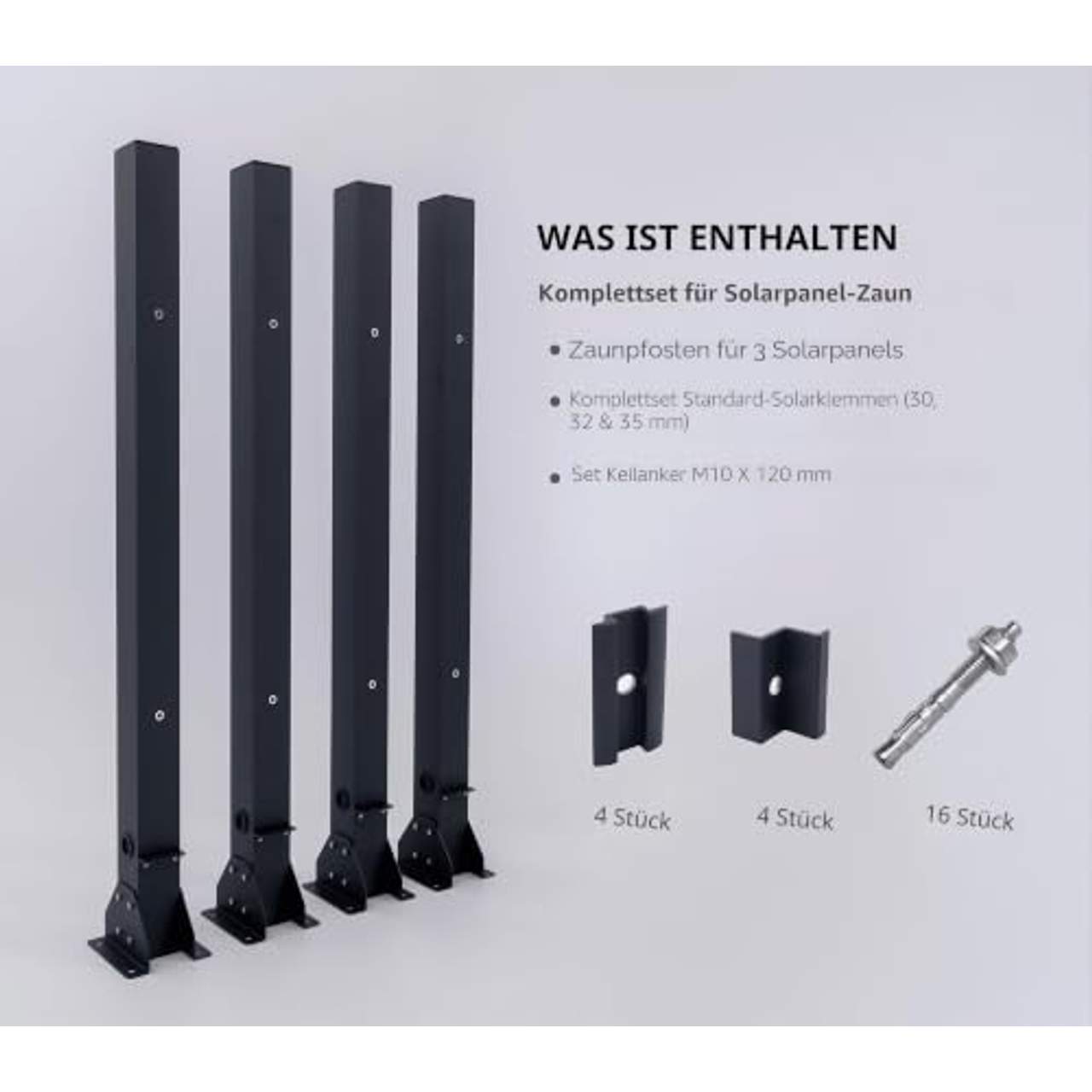 Balkonkraftwerk Halterung als Solarzaun System für 3 Module