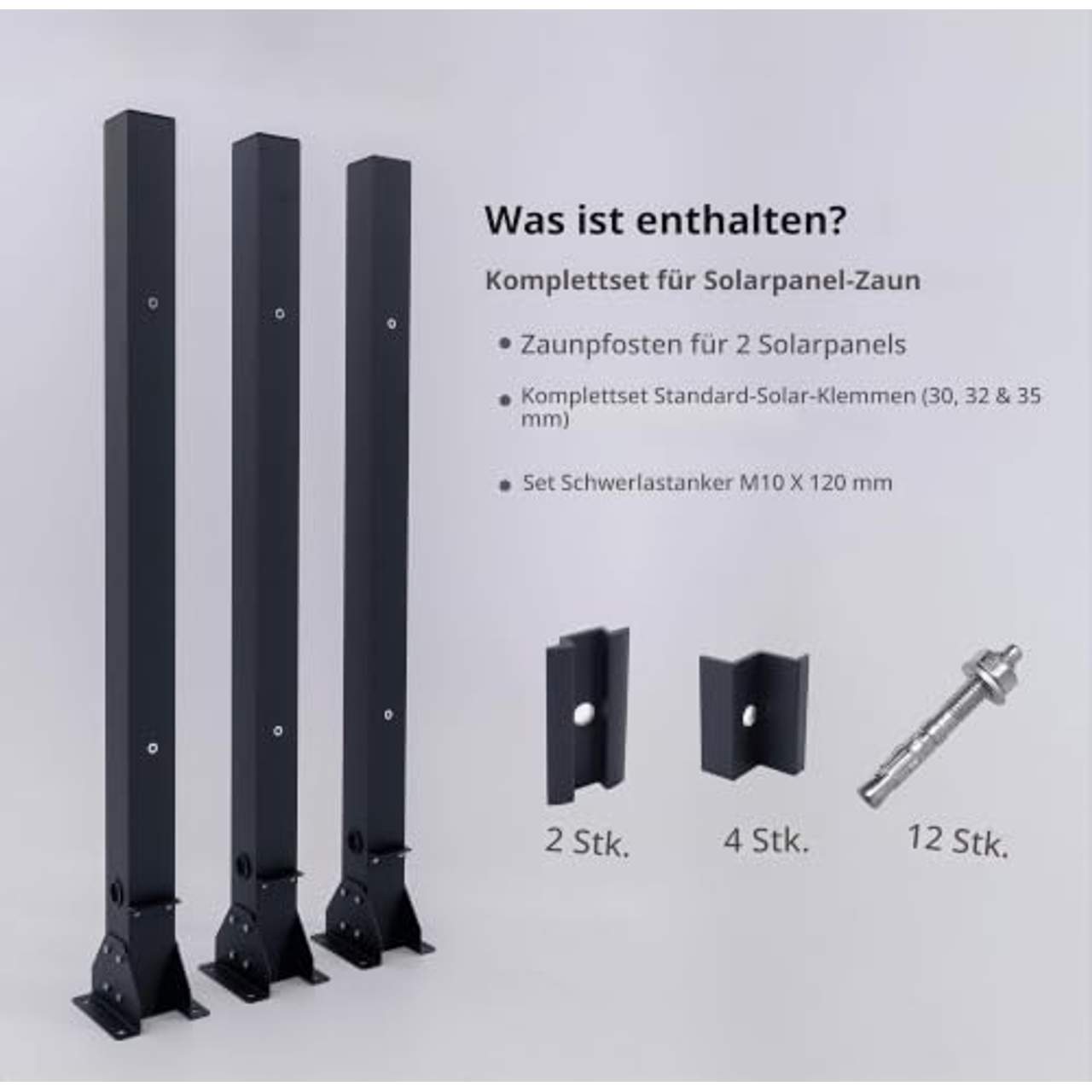 Balkonkraftwerk Halterung als Solarzaun System für 2 Module