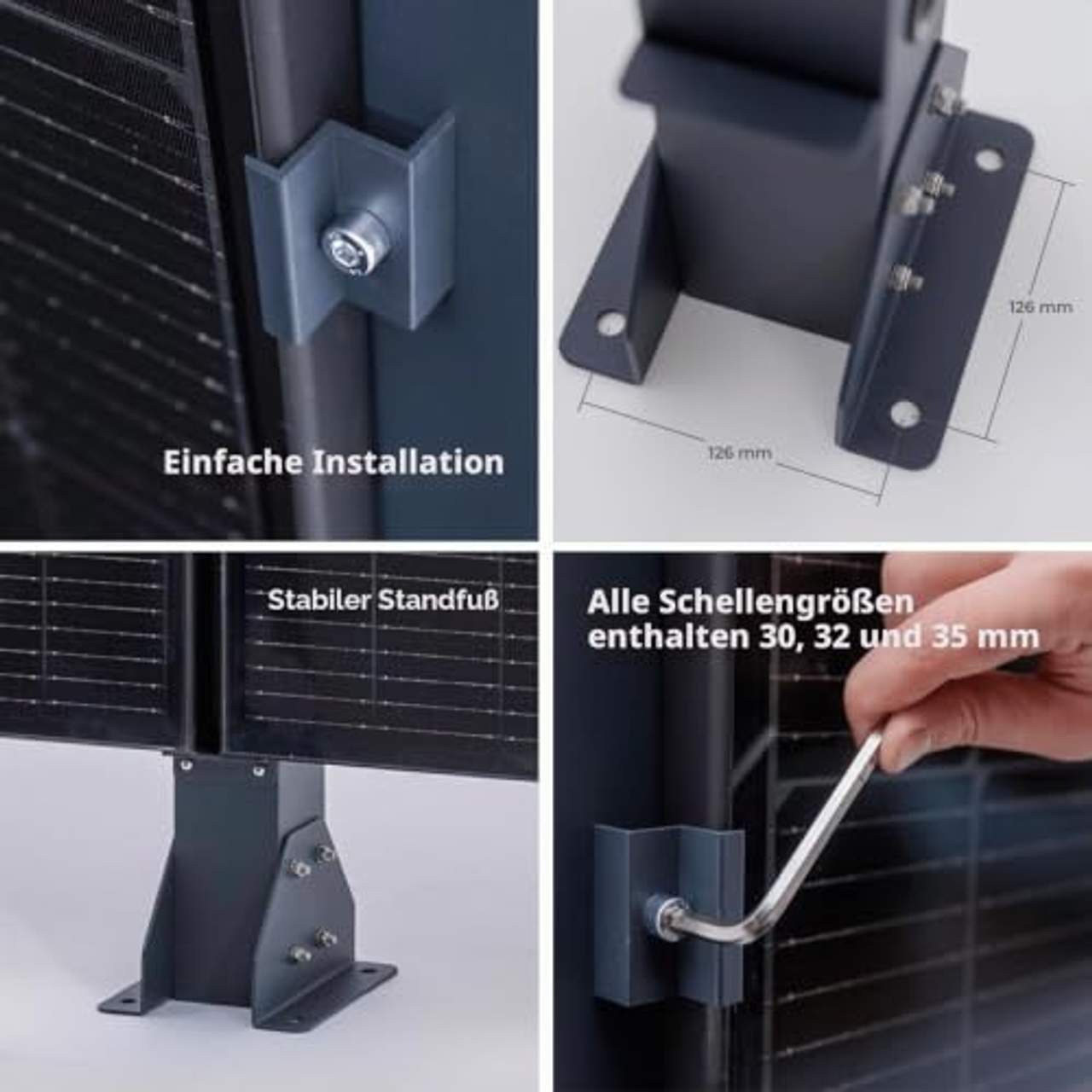 Balkonkraftwerk Halterung als Solarzaun System für 2 Module