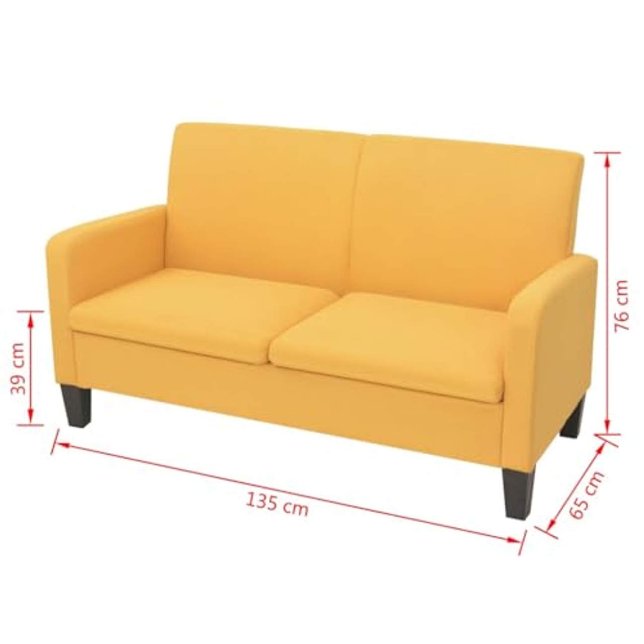 vidaXL 2-Sitzersofa Gelb 2er Sitzer Sofagarnitur Stoffsofa Couchgarnitur