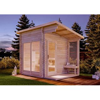 FinnTherm Gartensauna Außensauna Saunahaus Lizzy S 2 Sitzbänke aus Holz