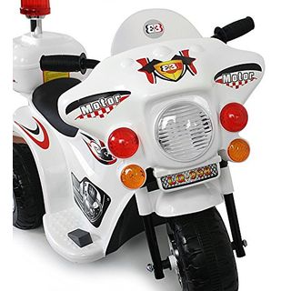 Kindermotorrad Elektromotorrad Kinder Polizei Motorrad mit Kofferraum Musik Schw 