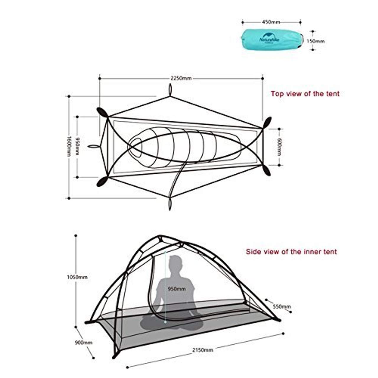 Naturehike 1 Person Zelt 3 Saison Camping Zelt Double Layer Winddicht